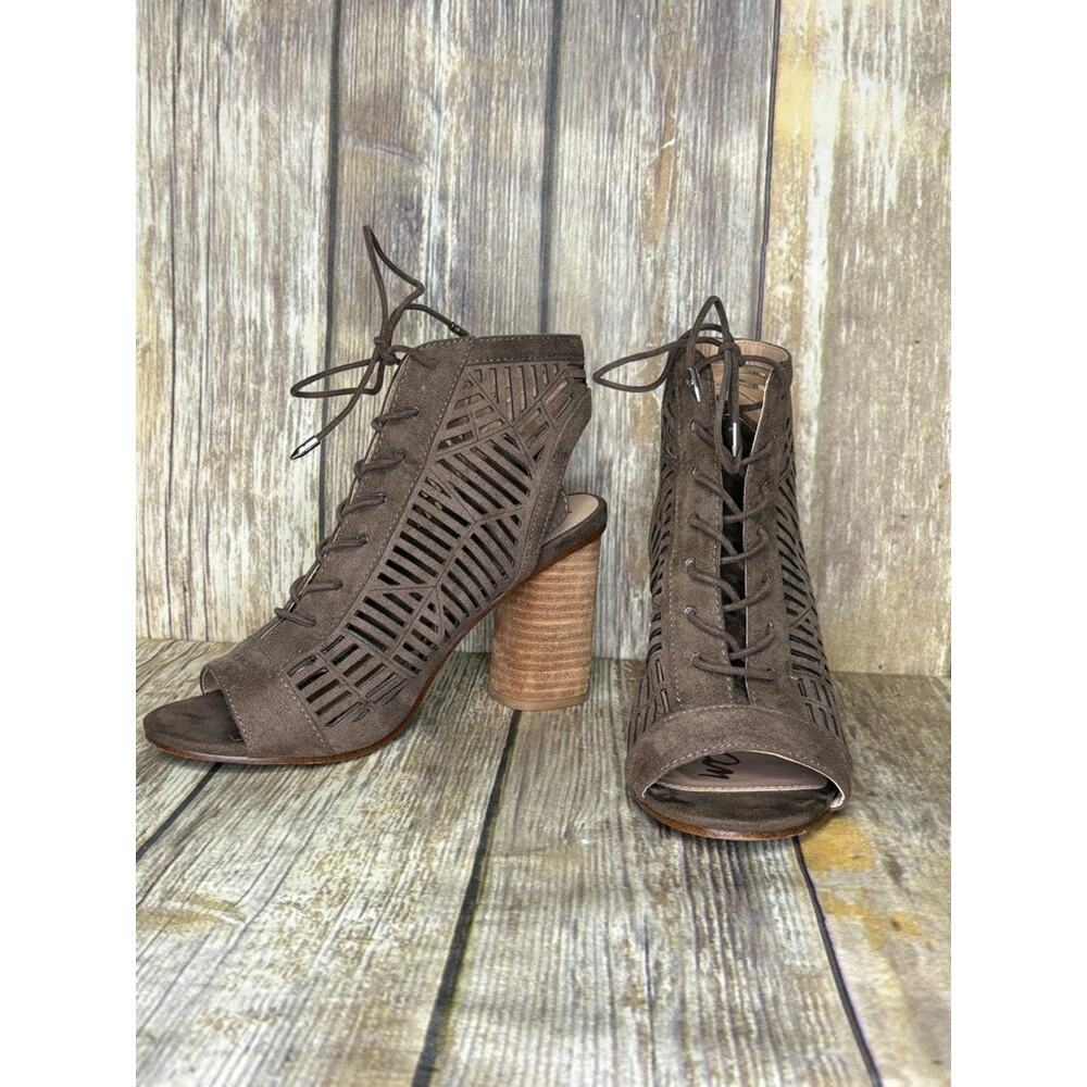 Sam Edelman Rocco Boho Hippie‎ Vegan Leather Lace Up Block Heels Womens Sz 6.5